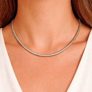 Vintage Silver Tone Omega Snake Chain Necklace 18" Magnetic Clasp